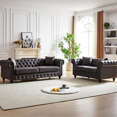 5 With Tech Fabric Seating And Wood Construction Spacious Home Dark Brown Legs