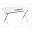 Bureaux, bureau d'ordinateur contemporain de 47 po avec tiroirs de rangement et tablette ouverte, métal chromé stratifié blanc brillant | Blanc | Panneau de particules-363498296