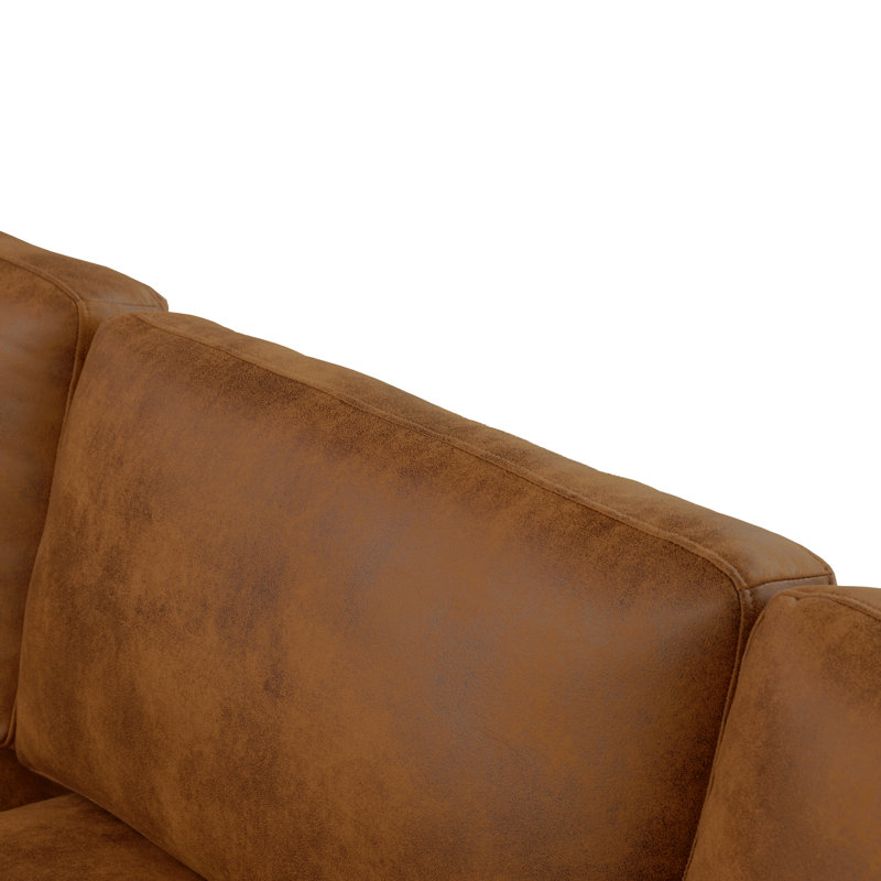 Archmouth Modular Corduroy Sectional, 34" H x 131" W x 168" D, Brown Faux Leather