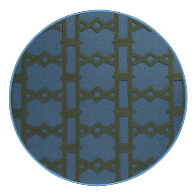 Tapis bleu en treillis lavable à la machine