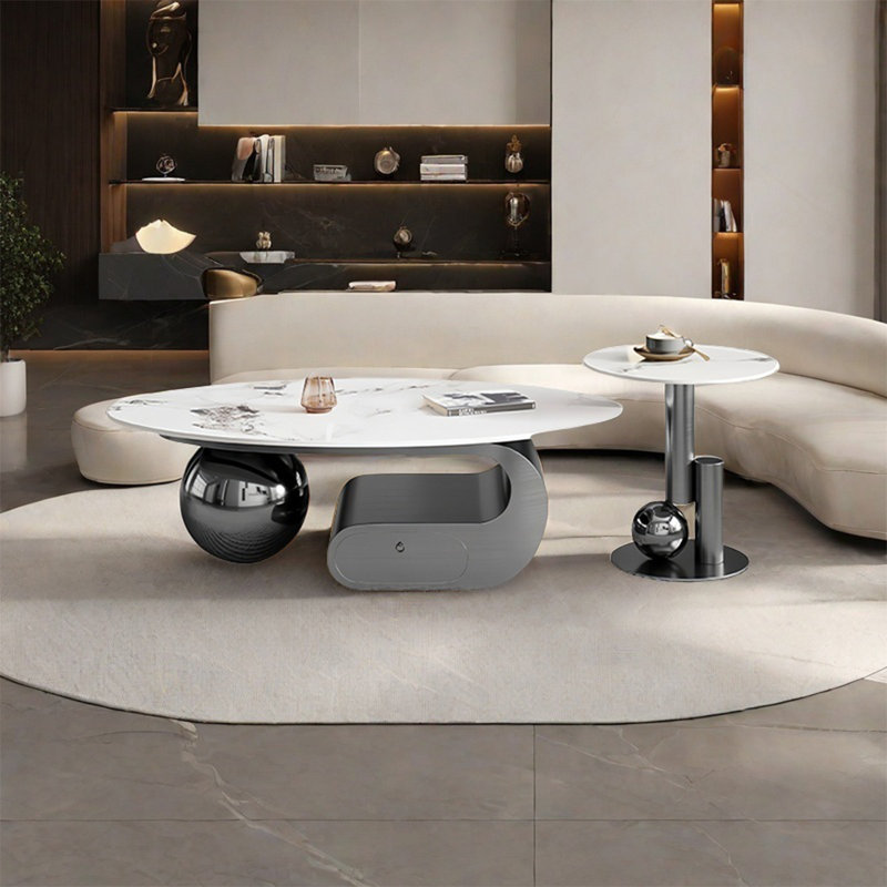 Table ovale légère et luxueuse, Gris