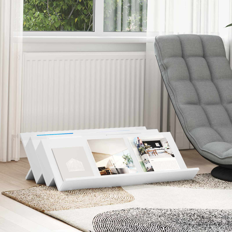 Wood Free Standing Magazine Rack, White