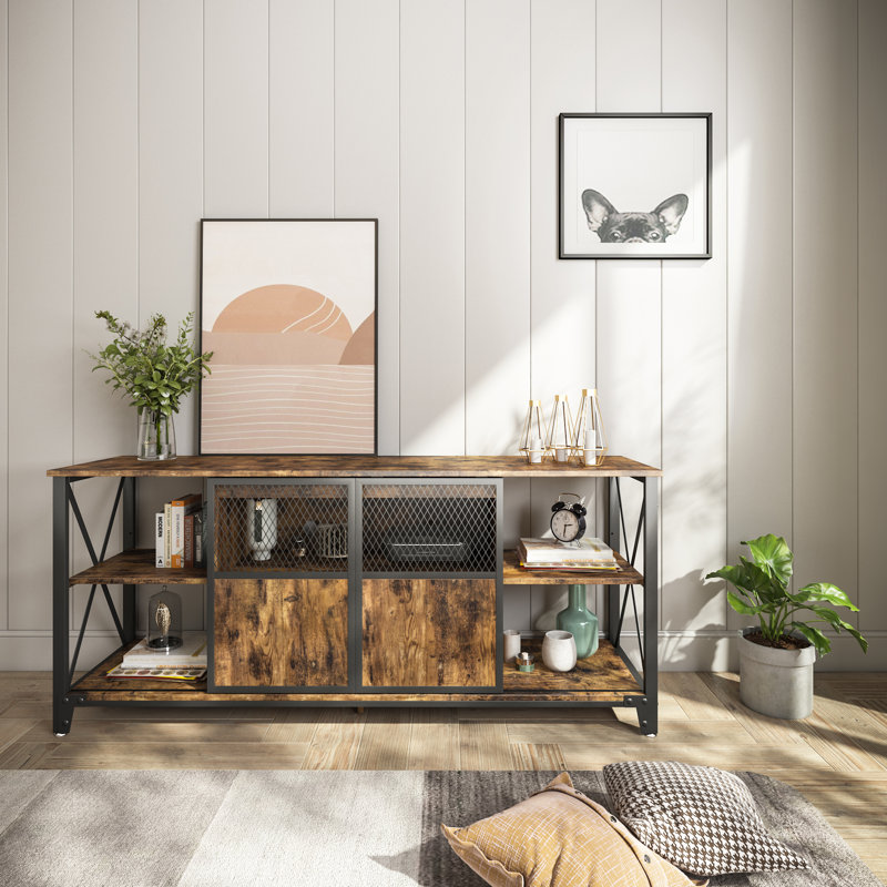 Fuiloro Unfinished TV Stand for TVs up to 65", Rustic Brown