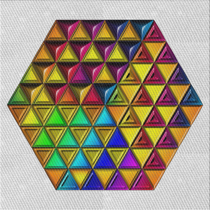 Tapis vert/orange/rose à motifs, Carré 3 pi