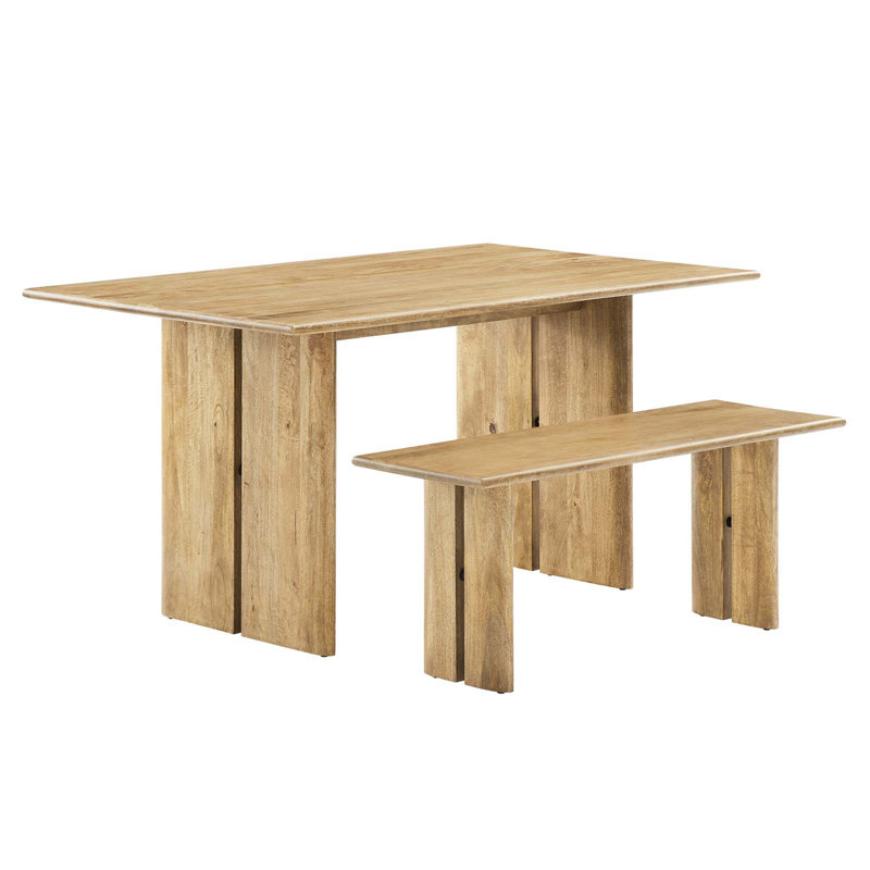 Ensemble de table de salle à manger et de banc Modist Amistad, H 30 po x L 51 po x l 60 po, Chêne
