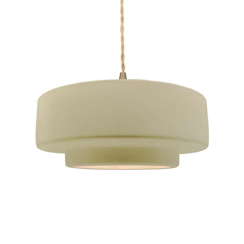 Luminaire suspendu à 1 lumière Meydan, H 5,25 po x l 14,5 po x P 14,5 po, Vanille lustrée, Laiton brossé