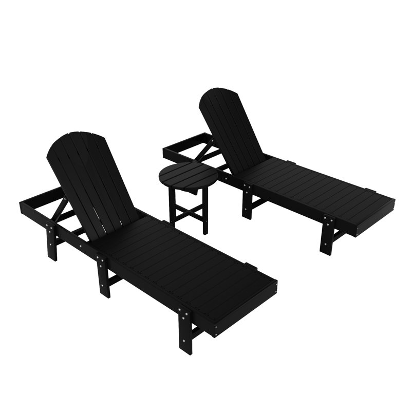 Altura Outdoor Chaise Lounge with Table, Black