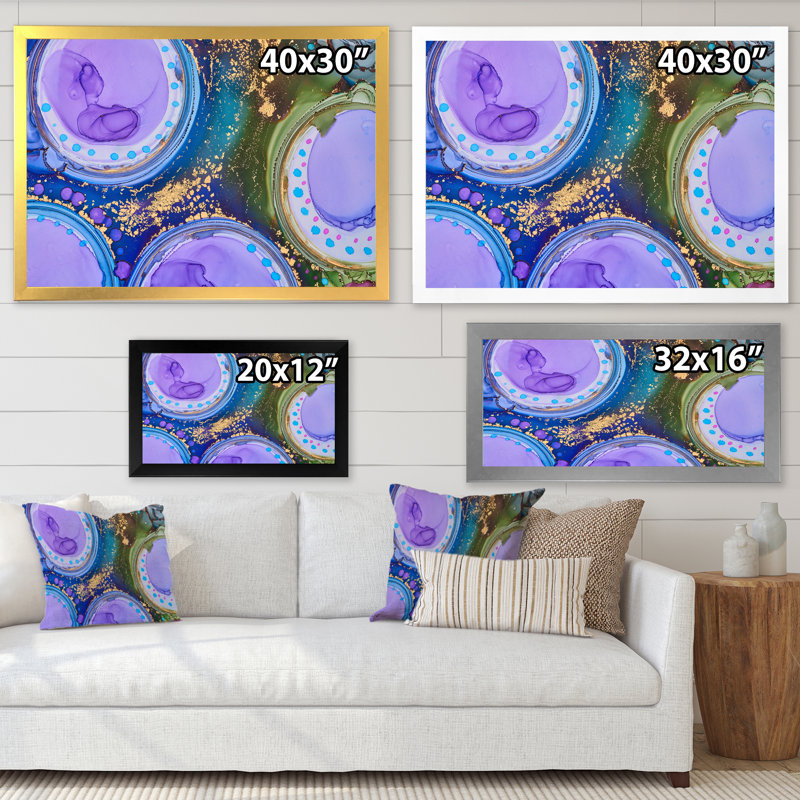 «Mauve et or», reproduction d'art sur toile, H 31,5 po x l 41,5 po, Cadre photo noir