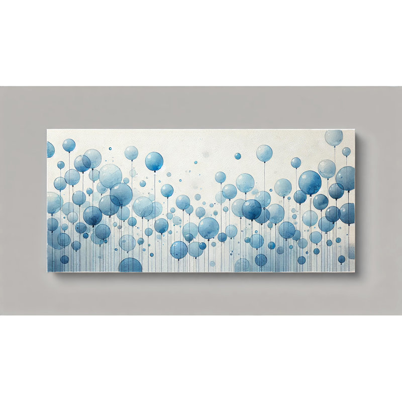 «Blue Balloon Harmony», reproduction d'art sur toile abstraite, H 20 po x l 40 po