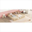 Minimalistic Double Twin Floor Bed Frame With Full Perimeter Guardrails, Solid Pine Construction, Light Natural