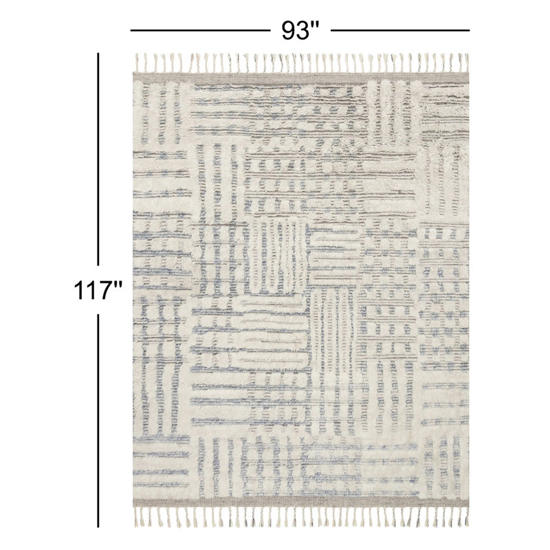 Tapis ivoire / bleu ciel Benjamin, Rectangle 7 pi 9 po x 9 pi 9 po