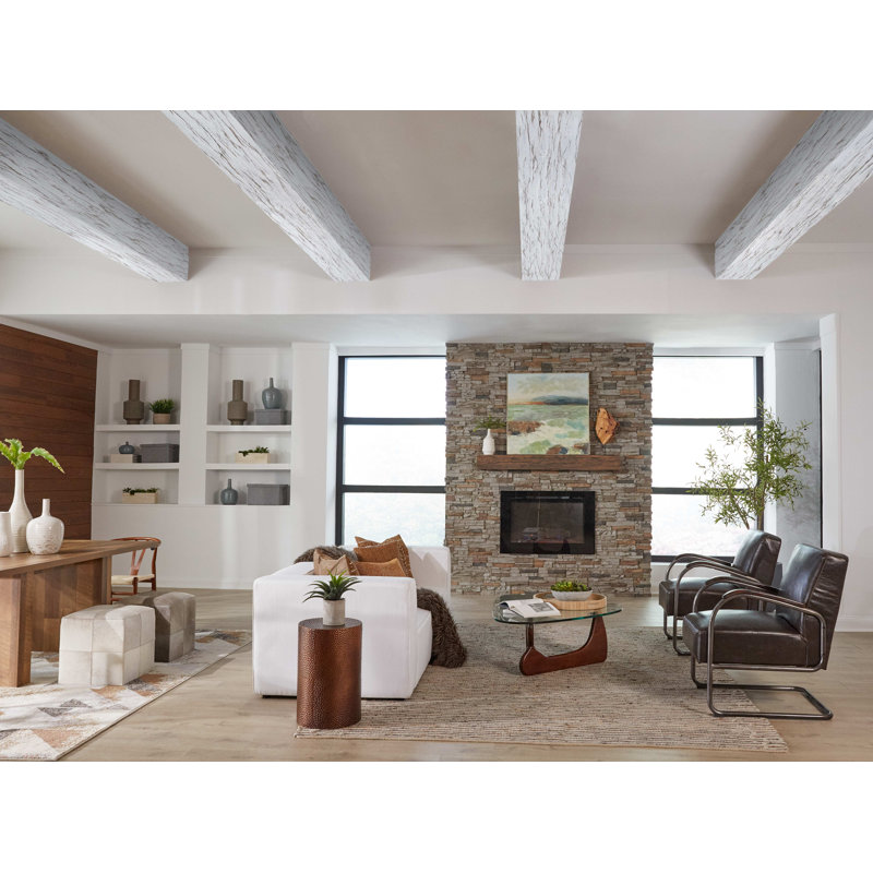 Poutre de plafond en faux bois vieilli H 6 po x l 96 po x P 6 po, Blanchir