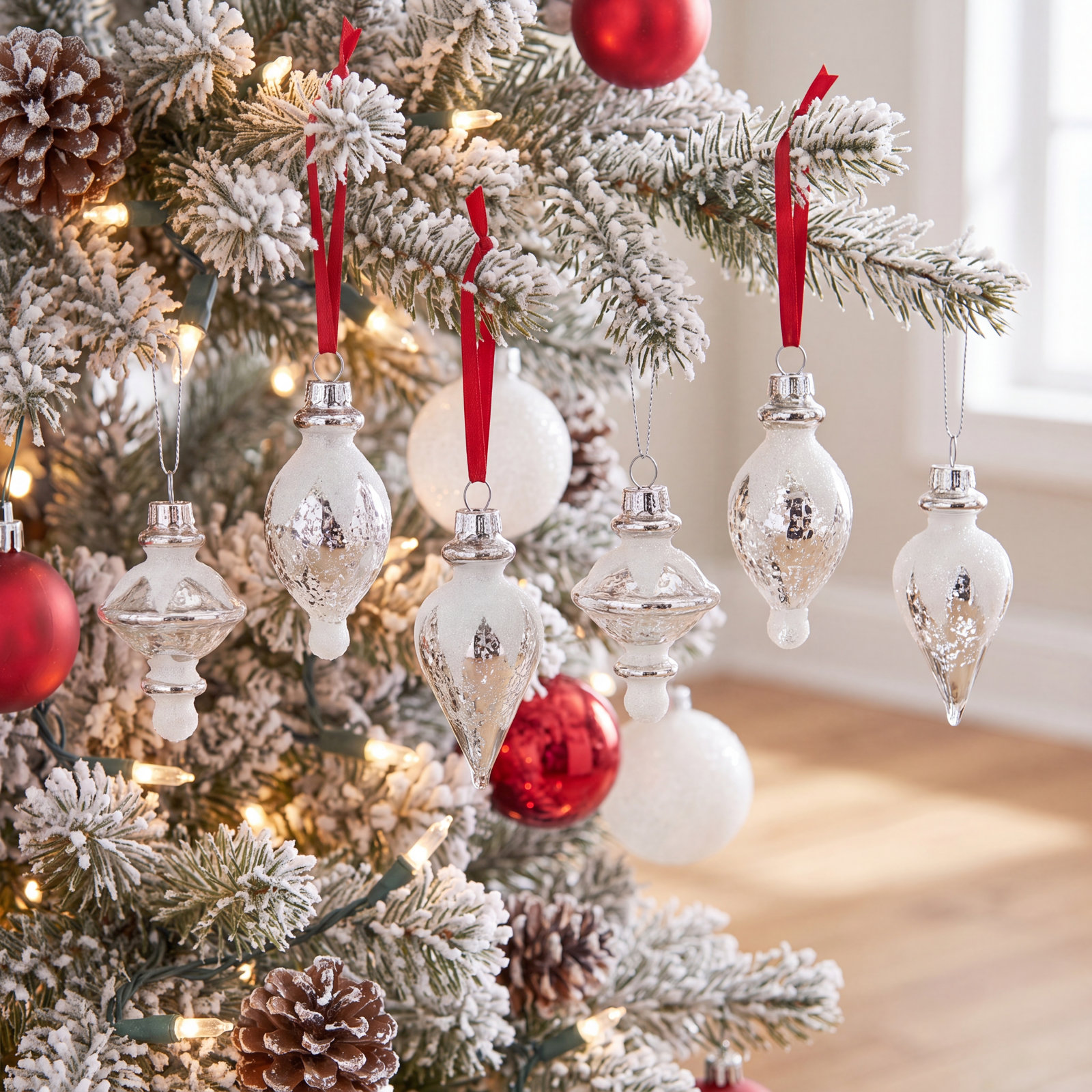 6 Piece Glass Finial Ornament Set