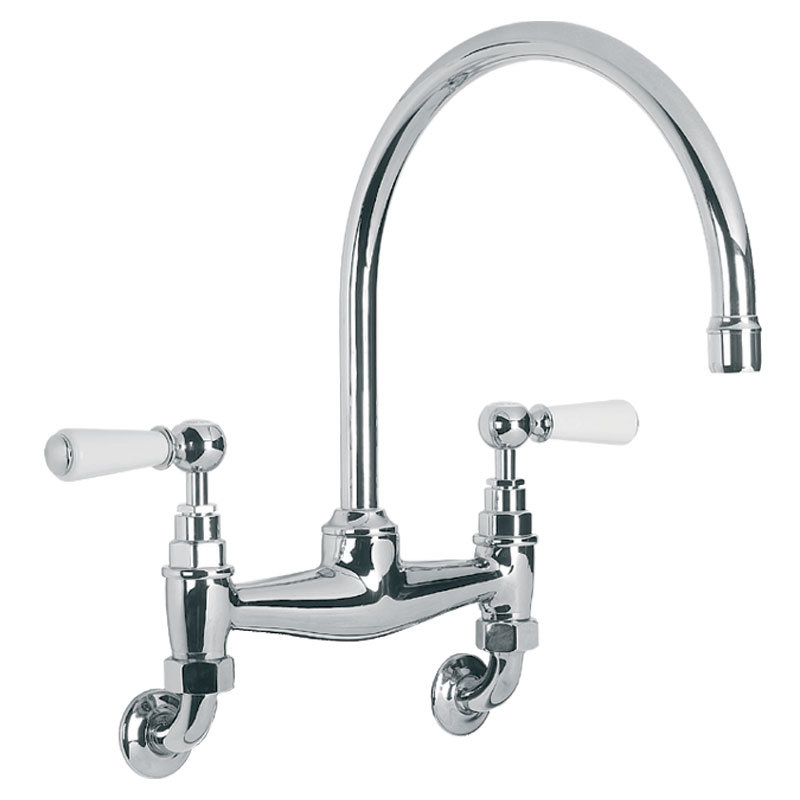 Classic Kitchen Bridge Faucet, Polished Chrome
