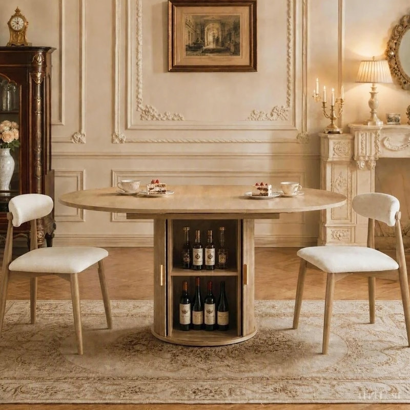  Table de salle à manger extensible de 47 à 64 po à 4 pi ou 8 po avec table de cuisson ovale moderne et rangement caché