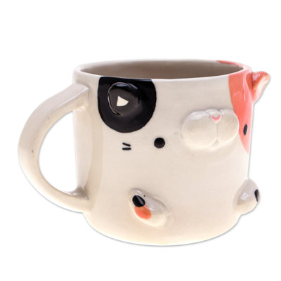 Trinx Handmade Calico Morning Ceramic Mug