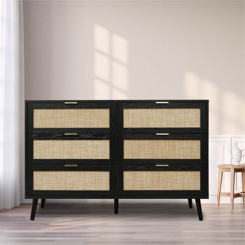 Commode 6 tiroirs Weott, Noir