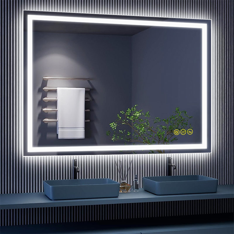 Amirie Rectangular Bathroom Led Mirror Backlit Touch Switch Dimmable 3CCT Anti-fog, 28" x 36"