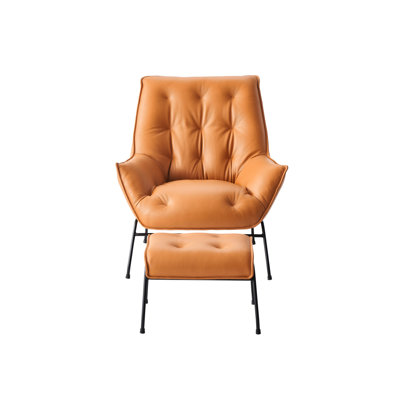 Top Grain Leather Chair And , Metal Construction, Tight Cushions, 35"l X 38"d 37"h, 74lb Weight Seating Pair - Accent & In , Frame, Foam Filled Back Cushion, 21"w 38"l