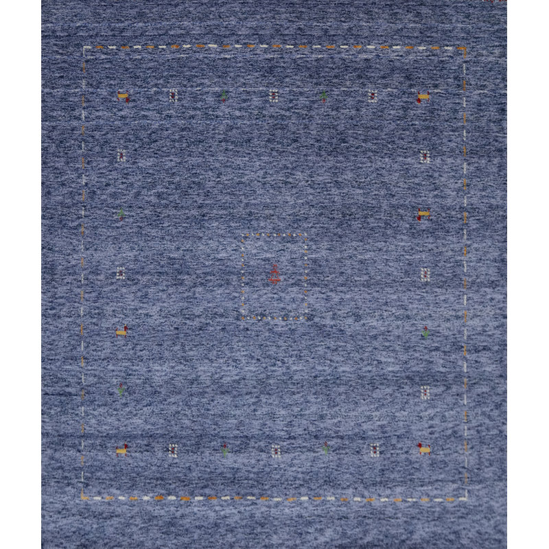 Tapis bleu fait à la main de style Gabbeh 6 x 6