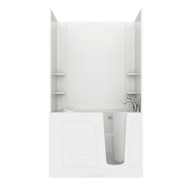 Ashton 52.8'' x 29.5'' Fiberglass Bathtub with Faucet, Right, White