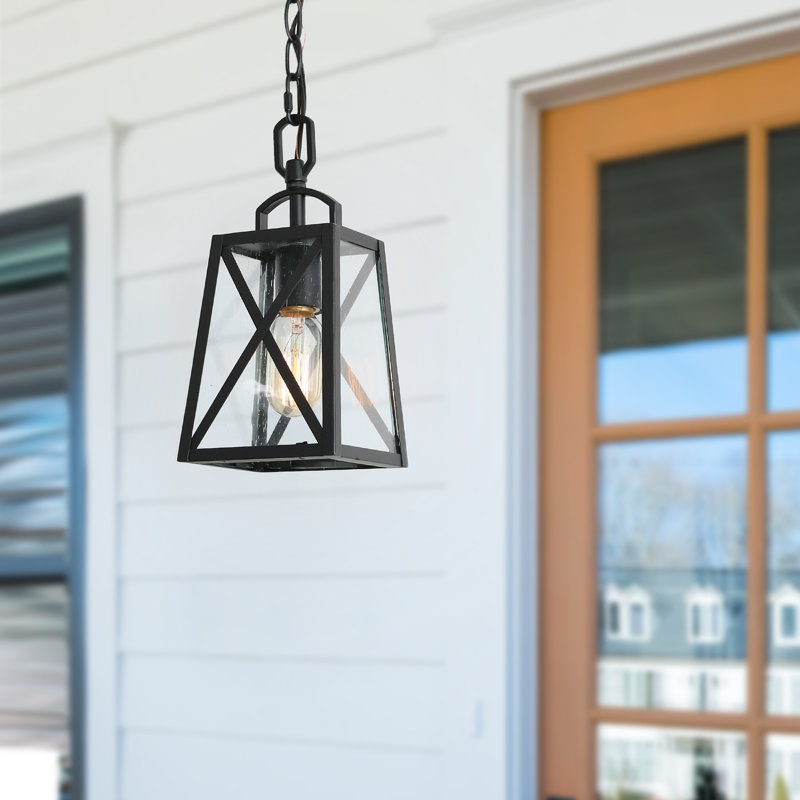 Luminaire suspendu d'extérieur noir 1 lumière H 11 po Vendramin