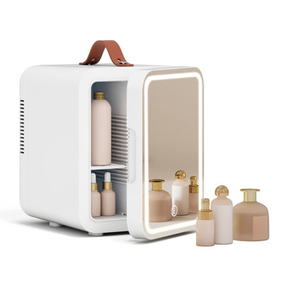 4L Large Portable Mini Fridge with Handle, Countertop Home Car Refrigerator, Cooler and Warmer, AC&DC Plug