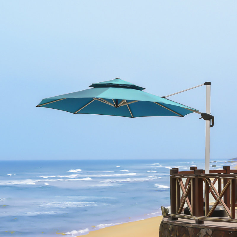 Felipe 365cm Cantilever Parasol, Turquoise Blue