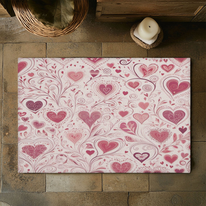 Tapis tressé Sweet Pink Love Bursts, Rectangulaire 3 pi x 5 pi