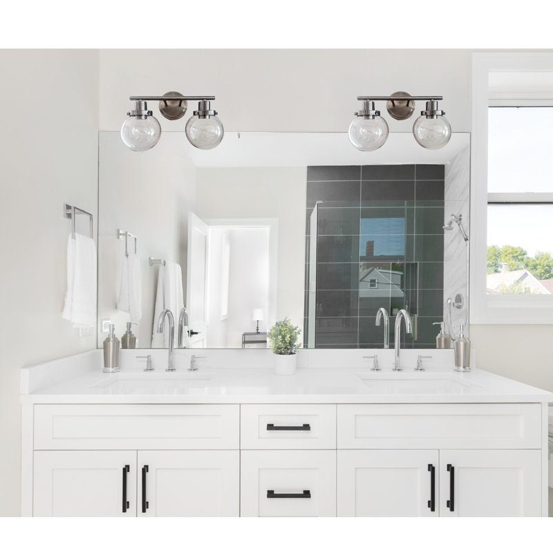 Bathroom Vanity Fixtures, 2- Black Wall Sconce With Glass Shade, Luxury For And Silver Sconce, Clear Bathroom, Living Room, Bedroom