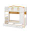 Lit superposé avec garde-corps et tiroirs en forme de maison, lit superposé en bois avec tablettes de rangement