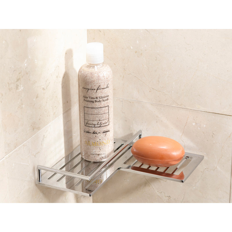 Surface Right Corner Combination Shower Shelf, Polished Chrome