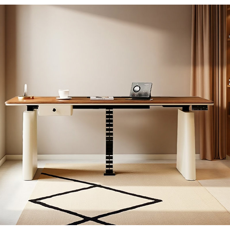 Bureau debout à hauteur réglable électrique en bois massif, H 28,74 po x l 70,87 po x P 31,5 po