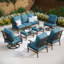 Ensemble de conversation de patio pour 9 personnes avec 2 fauteuils pivotants Akadian-1405231000-1405231003