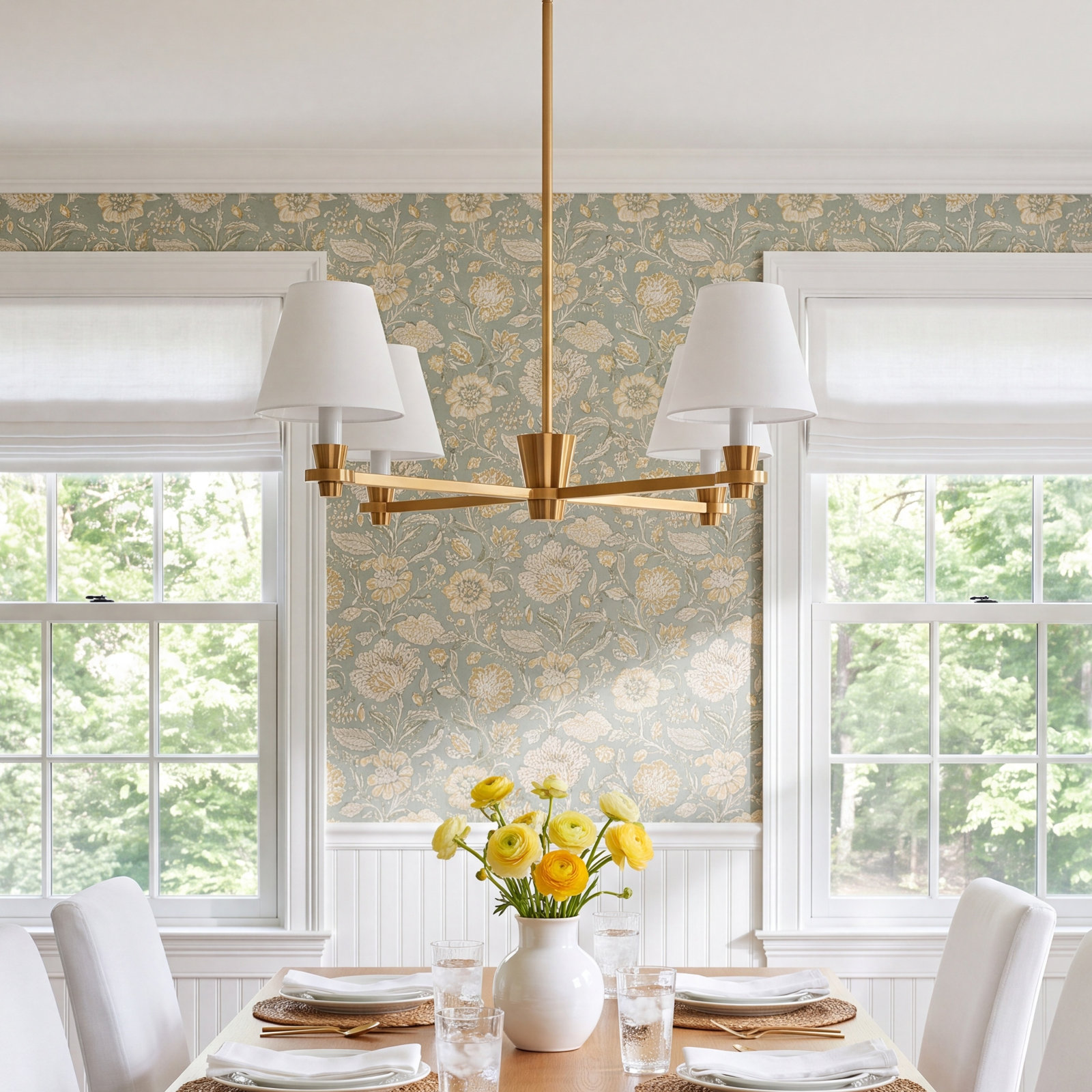 4 - Light Dimmable Chandelier, Burnished Brass