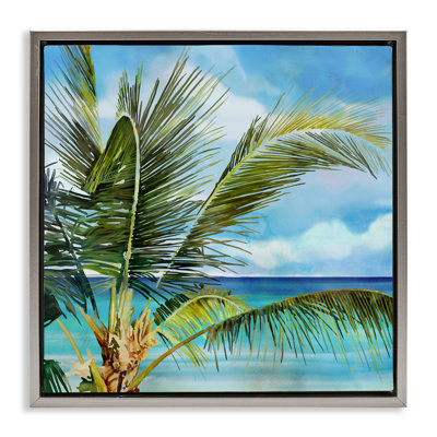 Cadre flottant Lush Palm Watercolor View, design par Mauro Devereaux
