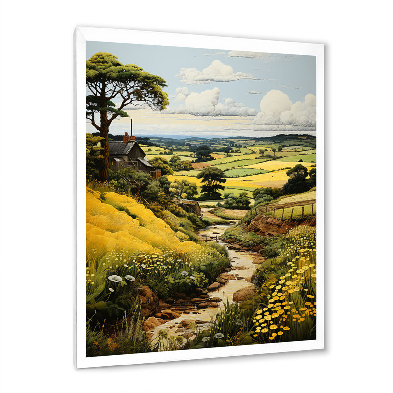 «Balcomb Countryside Green and Yellow Reverie Landscape V», reproduction sur toile, H 44 po x l 34 po x P 1,5 po
