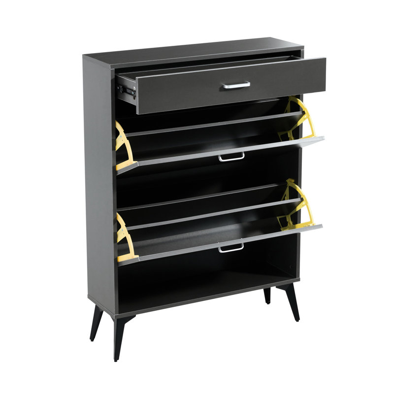 Shoe Cabinet With Grey Design, , 32.31 In. Depth X 9.52 Width 43.62 Height, 50.04 Lb Antique Grey Storage Unit, D W H,
