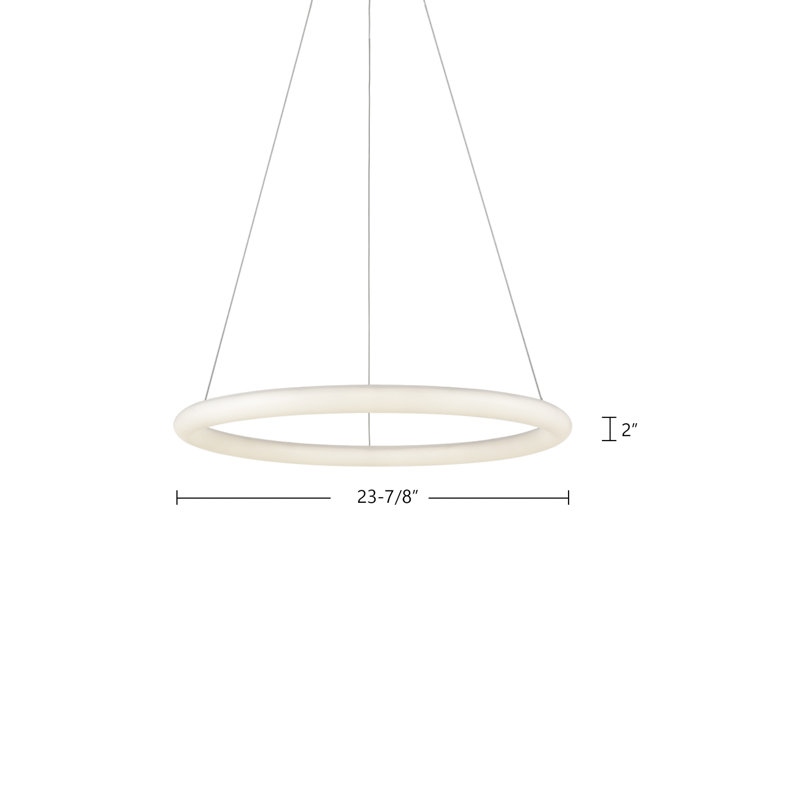 1 - Light LED Pendant, 2.5" H x 23.88" W x 23.88" D