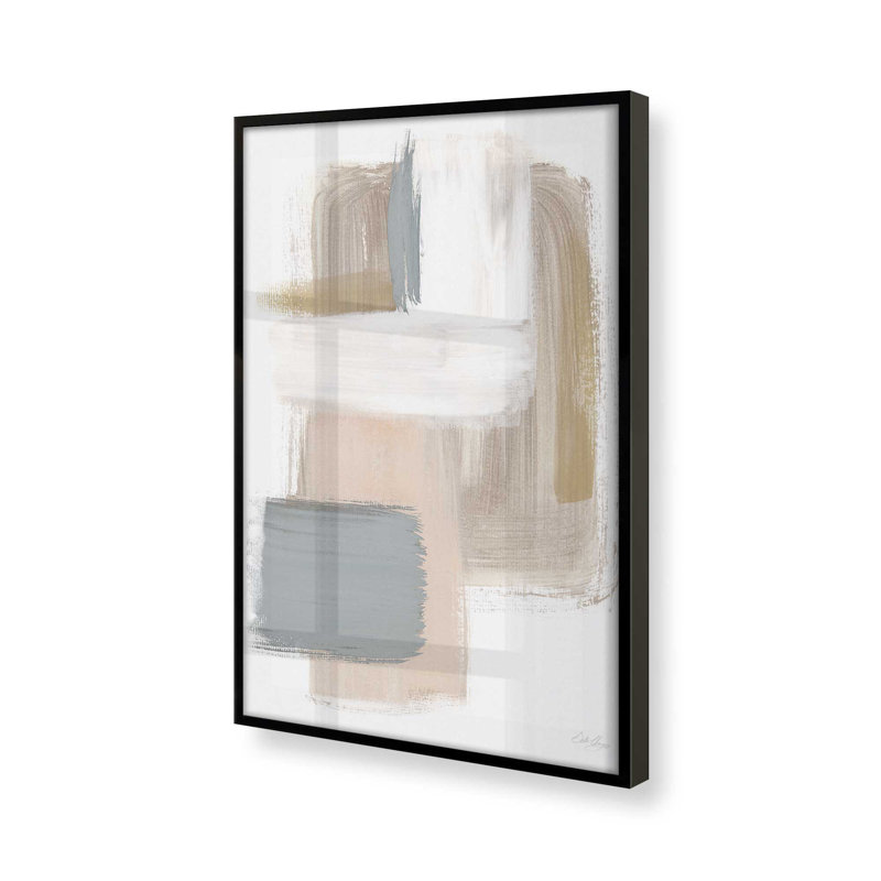 «Beige Ballet V1» sur papier, H 11 po x l 9 po, Cadre noir satiné