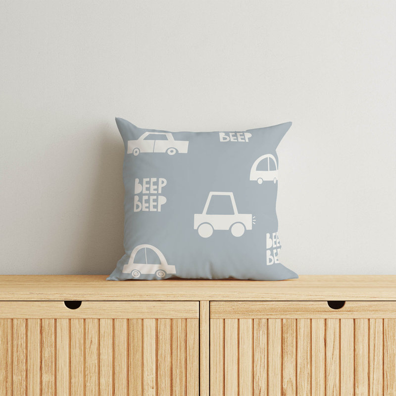 Coussin Beep, H 26 po x l 26 po, Bleu ardoise / ivoire
