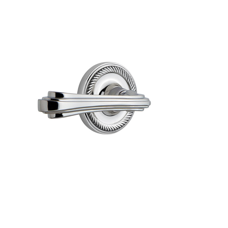 Rope Rosette Single Dummy with Fleur Lever, Bright Chrome, Left Handed