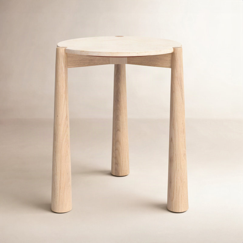 Elliott Carver Side Table, Natural Oak Top/ Natural Oak Base