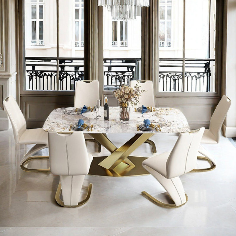 Light luxury simple rectangular dining table sets, 29.5"H x 55.1"L x 31.5"W