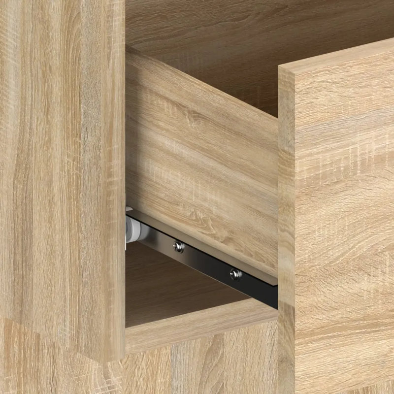 Mazzola Wall-mounted Bedside Cabinet, Sonoma Oak, 1