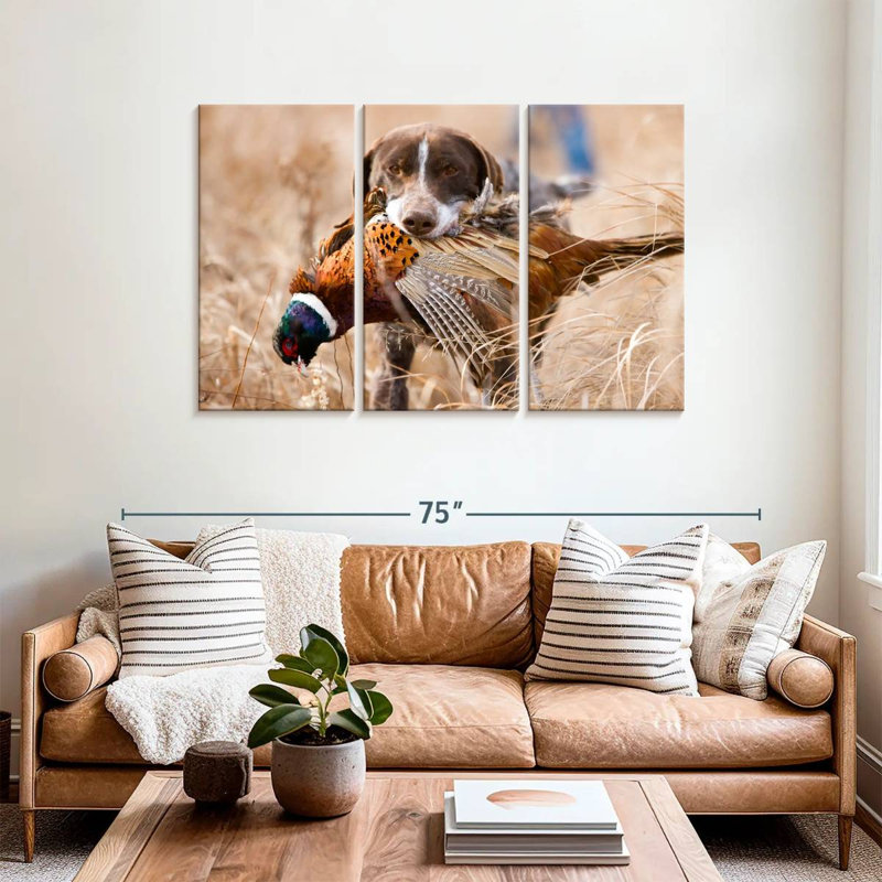 Senne Dog Retrieving Pheasant, 36" H x 57" W