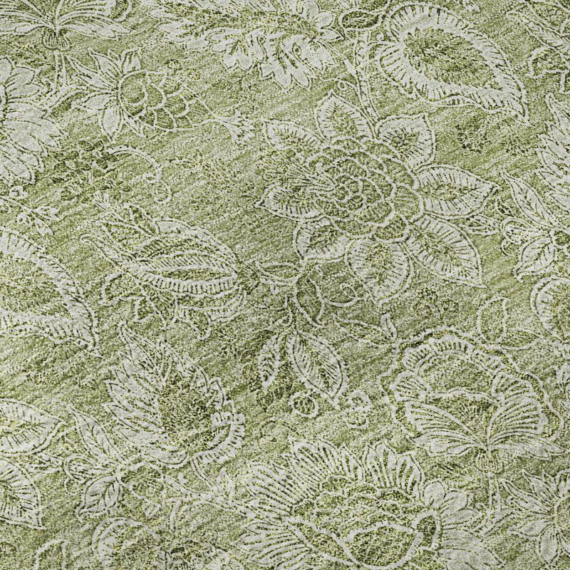 Premium Machine Washable Prisco Aloe Rug, Round 8'