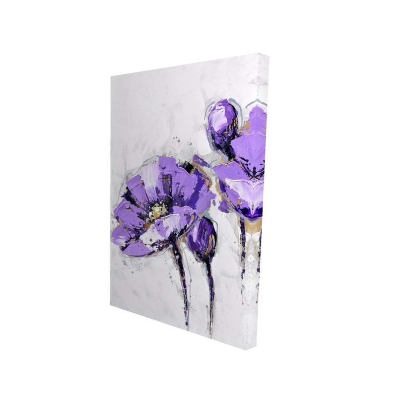Fleurs mauves sur toile abstraite - décoration florale botanique