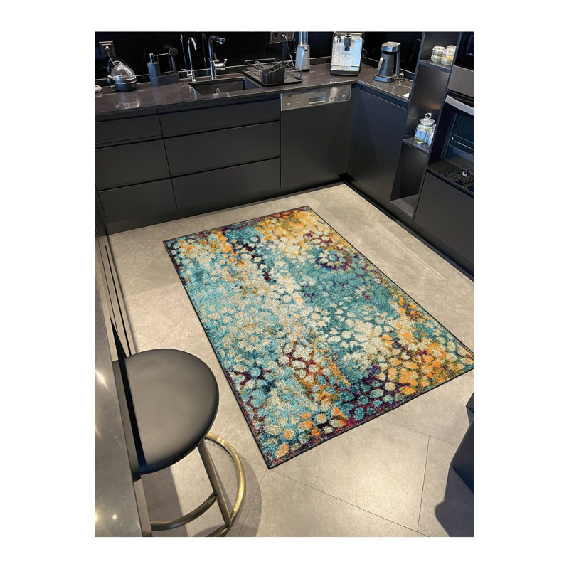 Tapis lavable moderne en forme de flocon de neige, Carré 3 pi 3 po 