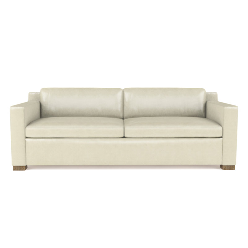 Causeuse Mercer, Cuir rétro albâtre, H 33,5 po x l 72 po x P 44 po, Patiné